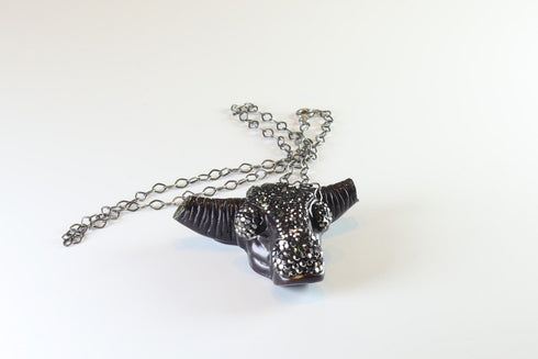 Şaman Gümüş Kolye - Boğa